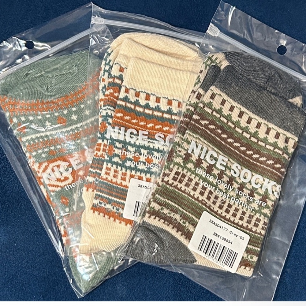 Patterned 3PK  Multicolor Socks